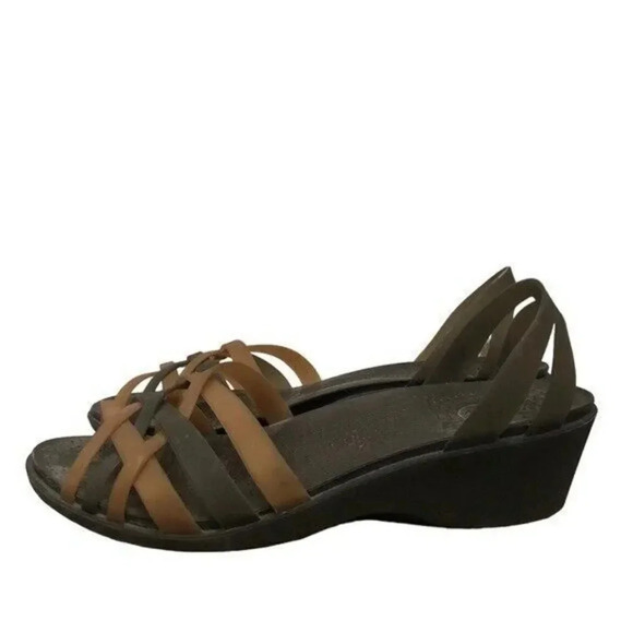 Crocs Haurache Brown Braided Open Toe Wedge Sandals 9 - Picture 3 of 5